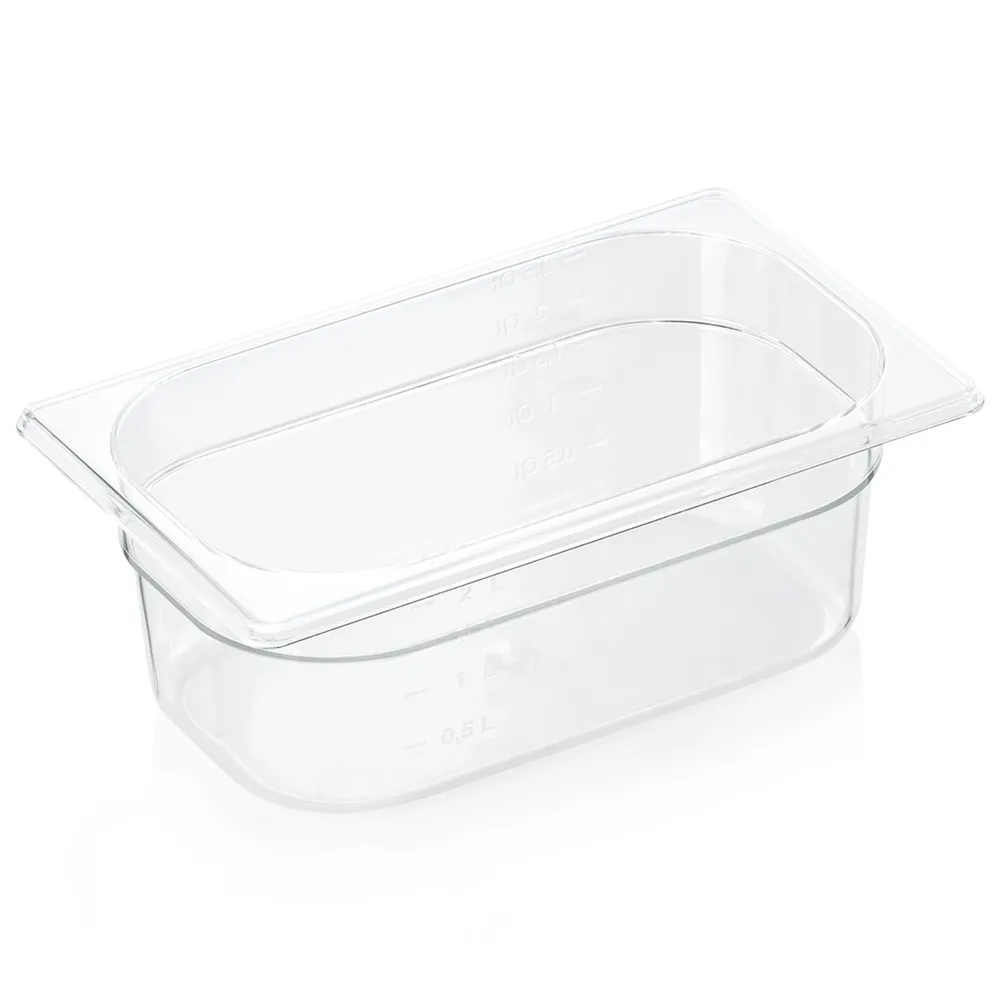 Barstuff GN 1/4 Behälter mit Skalierung, Polycarbonat transparent - H 10cm (Serie GN 94)