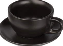 Barstuff Kaffeetasse & Untertasse Barista, Porzellan schwarz - 260ml (je 12 Stk.)
