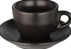 Barstuff Kaffeetasse & Untertasse Barista, Porzellan schwarz - 160ml (12 Sets)