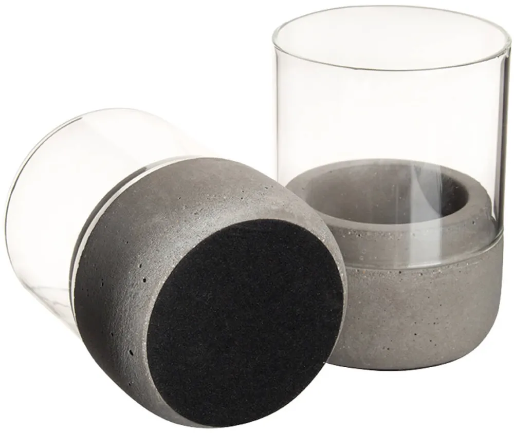 Barstuff Kerzenhalter / Windlicht, Beton und Glas - 8x6cm (2 Stk.)