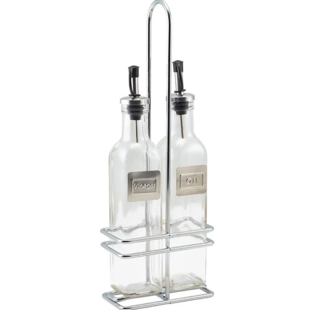 Barstuff Öl- und Essigflaschen mit Ständer - Glas, Metall