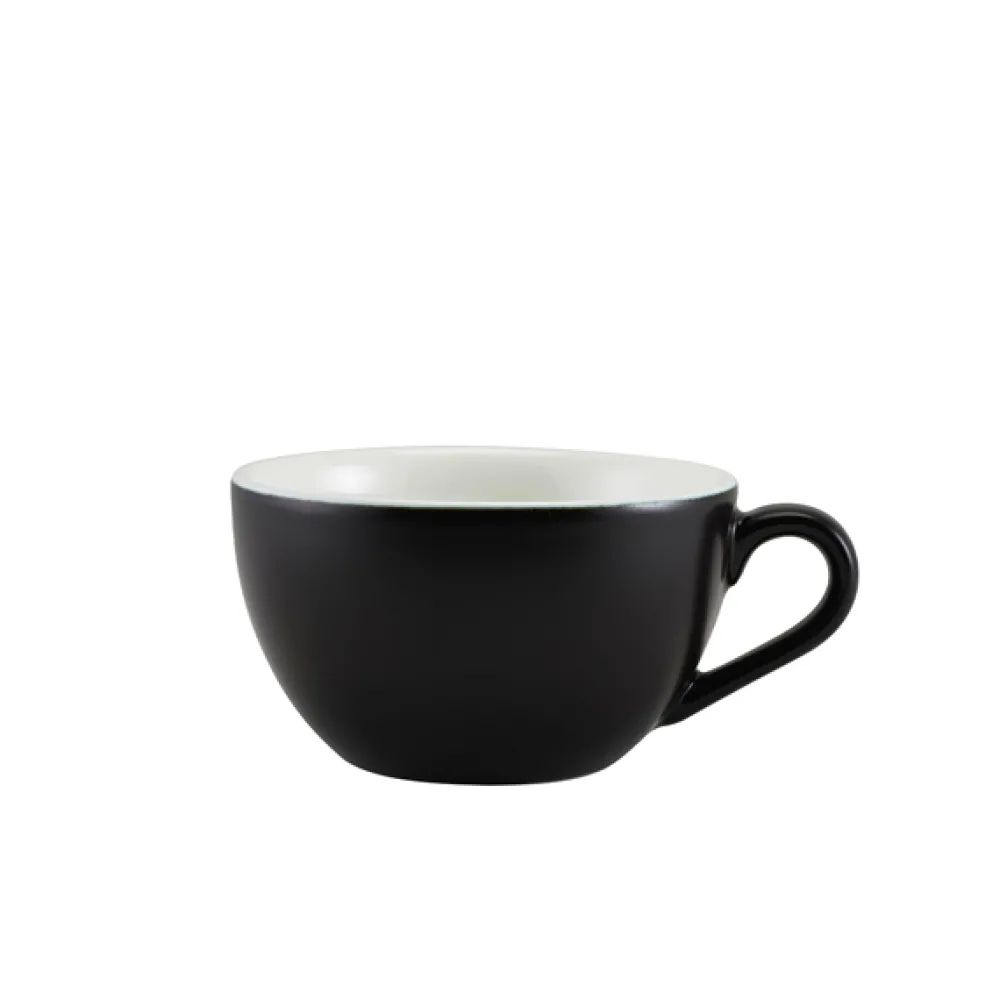 Barstuff Milchkaffee-Tasse Porzellan matt schwarz – 340 ml (6 Stk.)