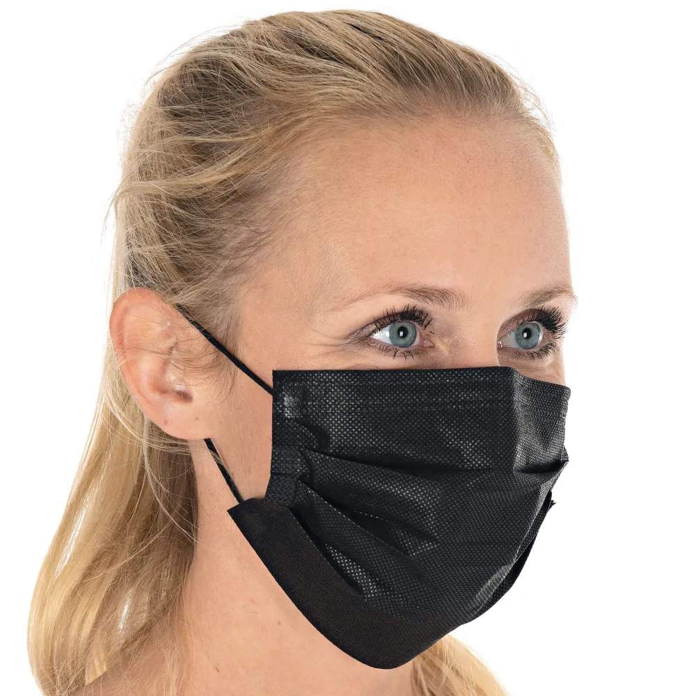 Barstuff Mundschutz / OP -Maske, 3 lagig, Typ II (98%), PP - schwarz (50 Stk.)