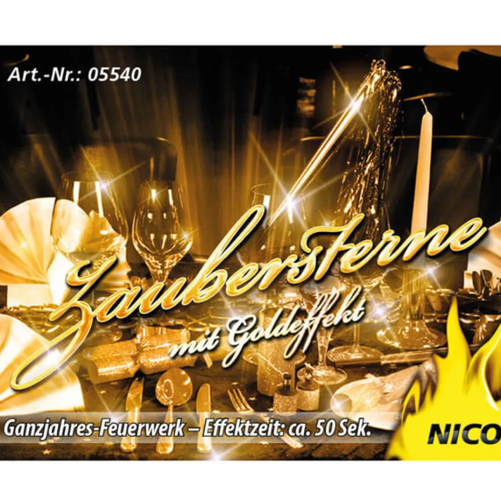Barstuff Nico Zaubersterne/Tischfontäne, ca. 50 Sekunden - Goldeffekt (4 Stk.)