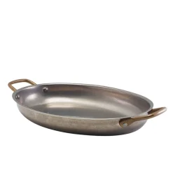 Barstuff Ovale Schale mit Henkeln, Edelstahl vintage - 30 x 21 cm (3 Stk.)