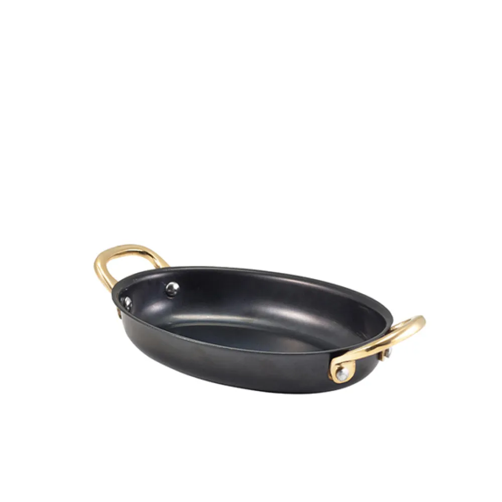 Barstuff Ovale Schale mit Henkeln, Edelstahl vintage schwarz - 16,5 x 12,5 cm (6 Stk.)
