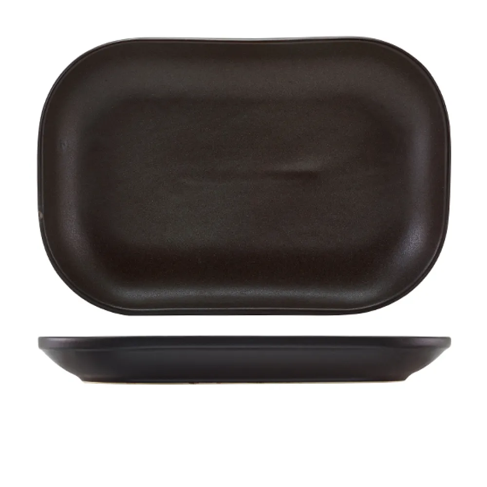 Barstuff Rechteckiger Teller Antigo Steingut Antikbronze – 29 x 19,5 cm (6 Stk.)