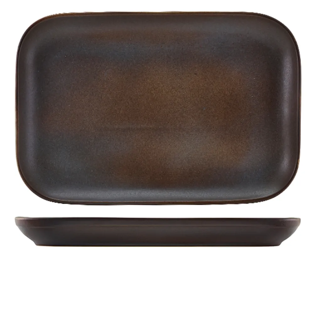 Barstuff Rechteckiger Teller Antigo Steingut Antikbronze – 34,5 x 23,5 cm (6 Stk.)