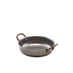 Barstuff Runde Schale mit Henkeln, Edelstahl vintage - 13,5 x 3,75 cm (6 Stk.)