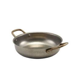 Barstuff Runde Schale mit Henkeln, Edelstahl vintage - 19,5 x 5 cm (6 Stk.)