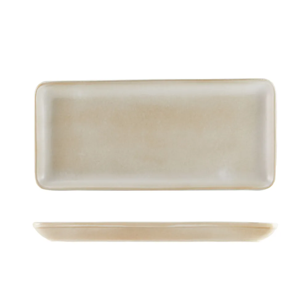 Barstuff Schmale rechteckige Platte Antigo Steingut Barley – 31 x 14 cm (6 Stk.)