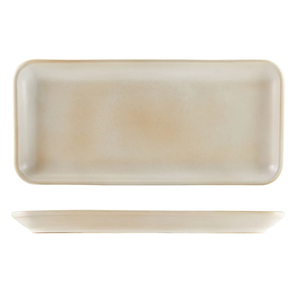 Barstuff Schmale rechteckige Platte Antigo Steingut Barley – 35 x 16,5 cm (3 Stk.)