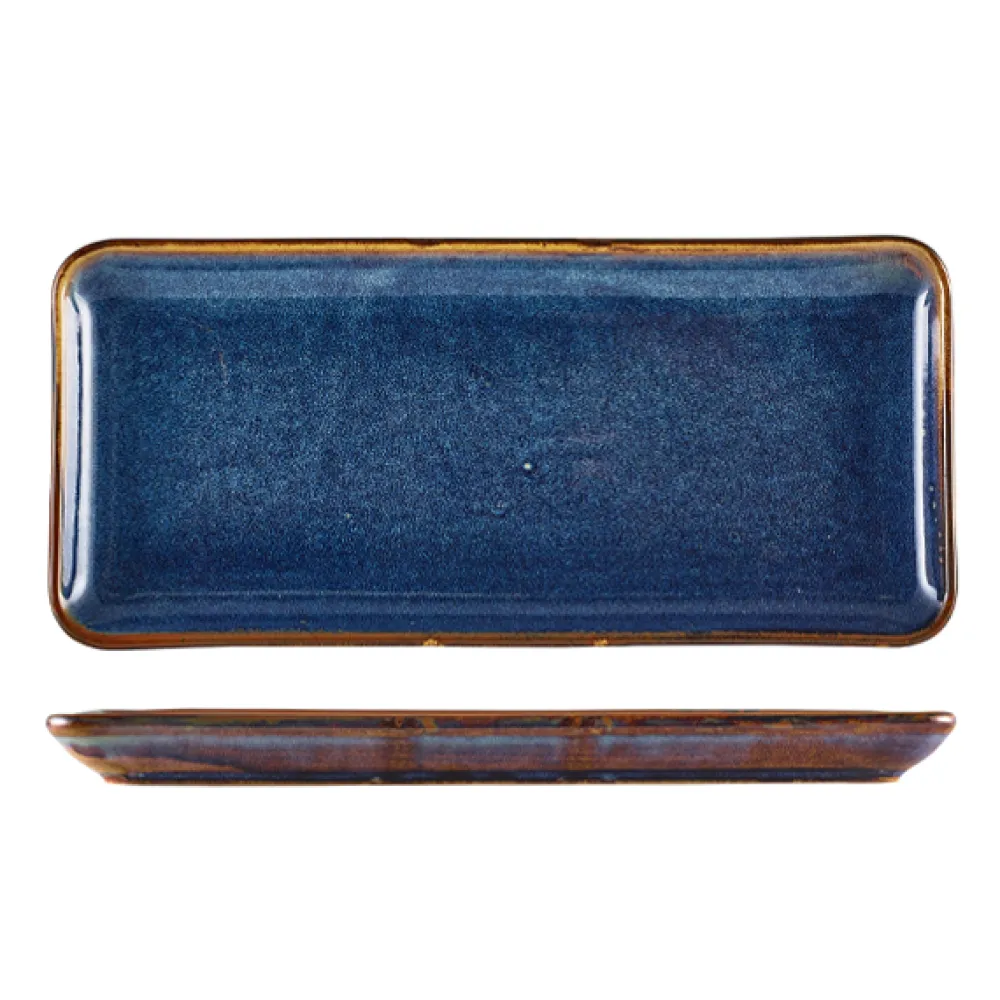 Barstuff Schmale rechteckige Platte Terra Aqua Blue – 36 × 16,5 cm (3 Stk.)