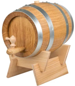 Barstuff Schnapsfass, Eiche Natur mit verzinkten Fassreifen, 5l