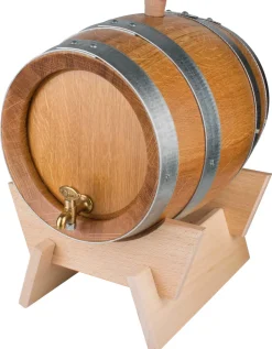 Barstuff Schnapsfass, Eiche Natur, verzinkte Fassreifen, Messinghahn - 5l