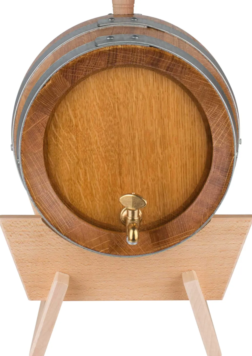 Barstuff Schnapsfass, Eiche Natur, verzinkte Fassreifen, Messinghahn - 5l