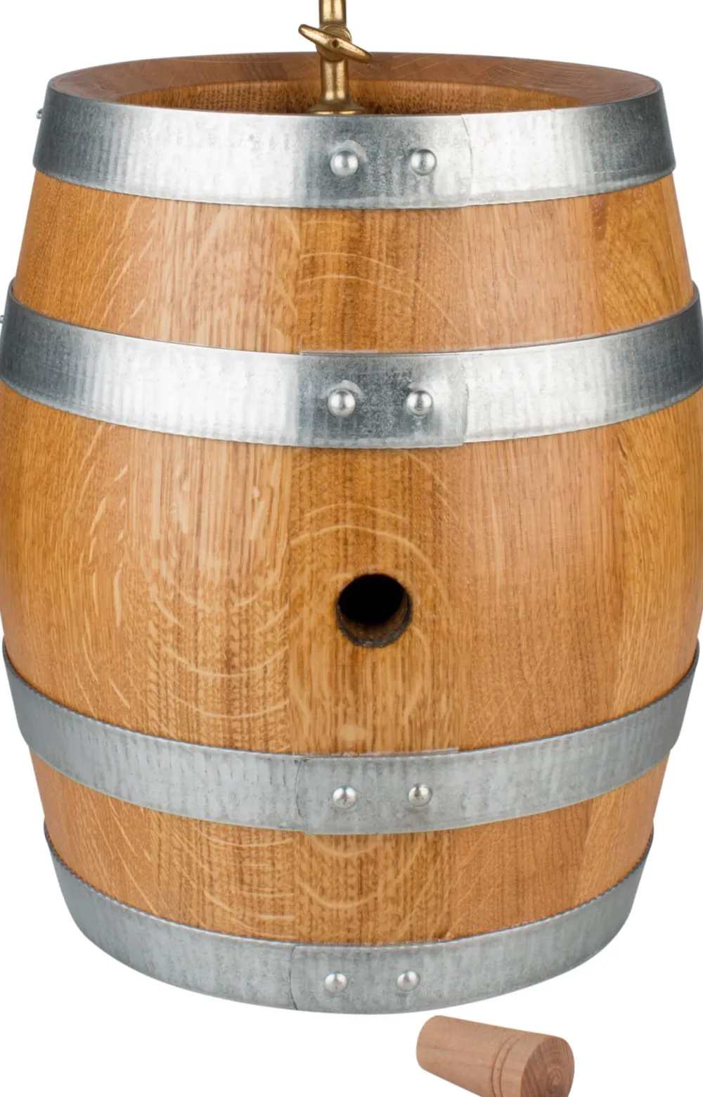 Barstuff Schnapsfass, Eiche Natur, verzinkte Fassreifen, Messinghahn - 5l