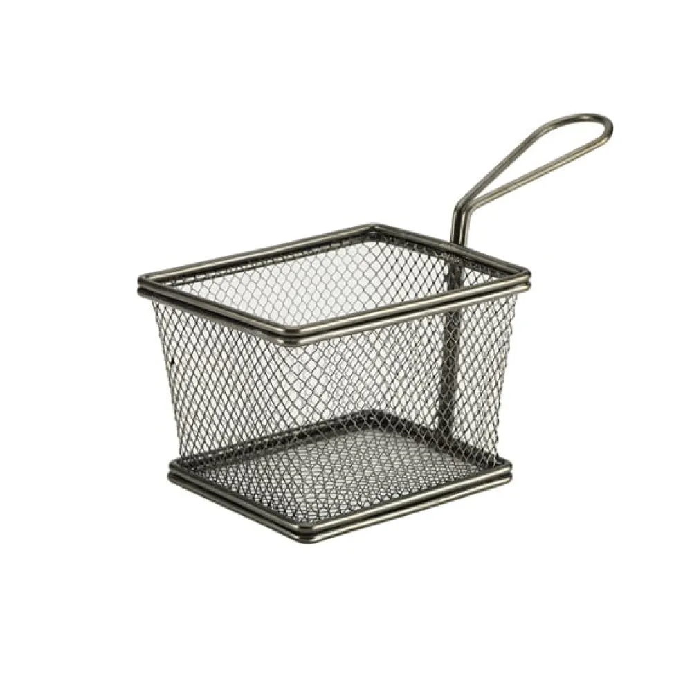 Barstuff Servierkorb, Edelstahl, schwarz - 12,5x10x8,5cm (6 Stk.)