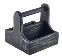 Barstuff Table Caddy / Bar Organizer, Holz, schwarz - 15x15,3x15cm