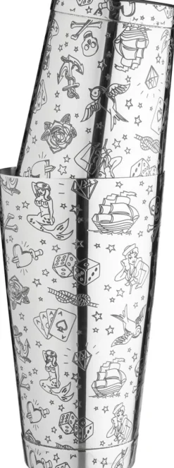 Barstuff Tin on Tin Shaker Tattoo, gewichtet, Urban Bar - Edelstahl (750ml)