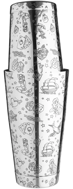Barstuff Tin on Tin Shaker Tattoo, gewichtet, Urban Bar - Edelstahl (750ml)