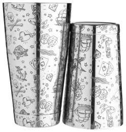 Barstuff Tin on Tin Shaker Tattoo, gewichtet, Urban Bar - Edelstahl (750ml)