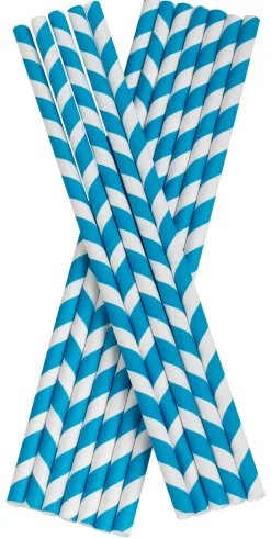 Barstuff Trinkhalme, Papier (8x255mm) - blau-weiß gestreift