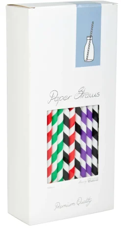 Barstuff Trinkhalme, Papier (8x255mm) - bunt gestreift