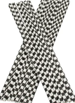 Barstuff Trinkhalme, Papier (6x210mm) - schwarz-weiß (100 Stk.)