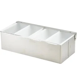 Barstuff Zutatenbehälter Edelstahl - 4 Fächer (29,5x14x9 cm)